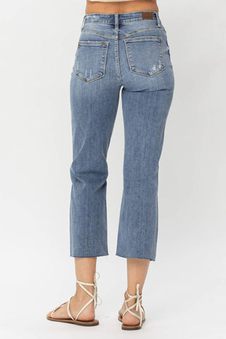 Judy Blue - High Waist Destroyed Crop Wide Leg Jeans