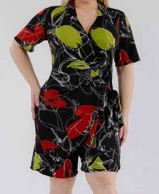 Karen T Design - Modern Wrap Romper With Tie Waist