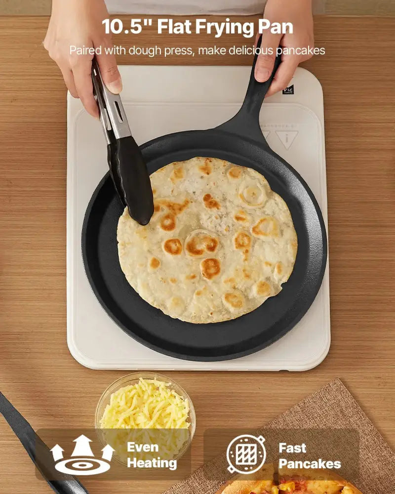 8 Inch Pre Seasoned Cast Iron Tortilla Press and Roti Maker