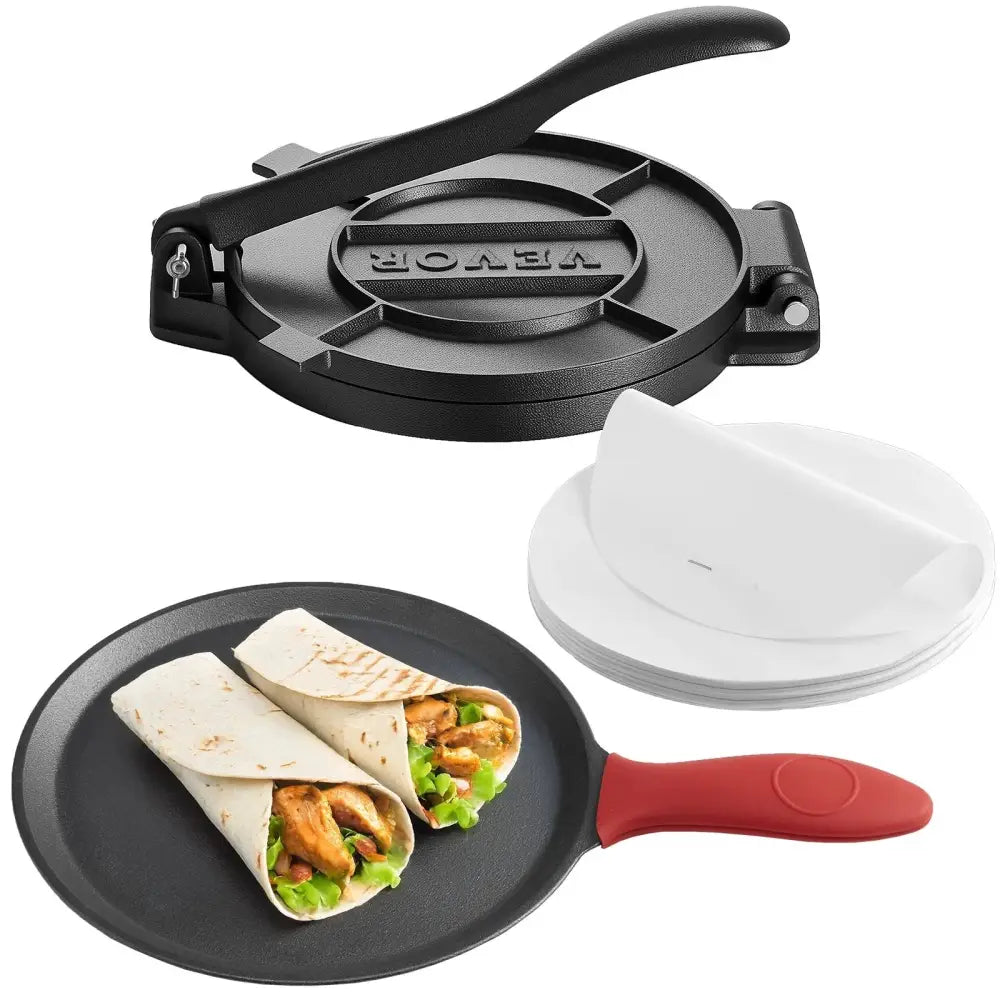 8 Inch Pre Seasoned Cast Iron Tortilla Press and Roti Maker