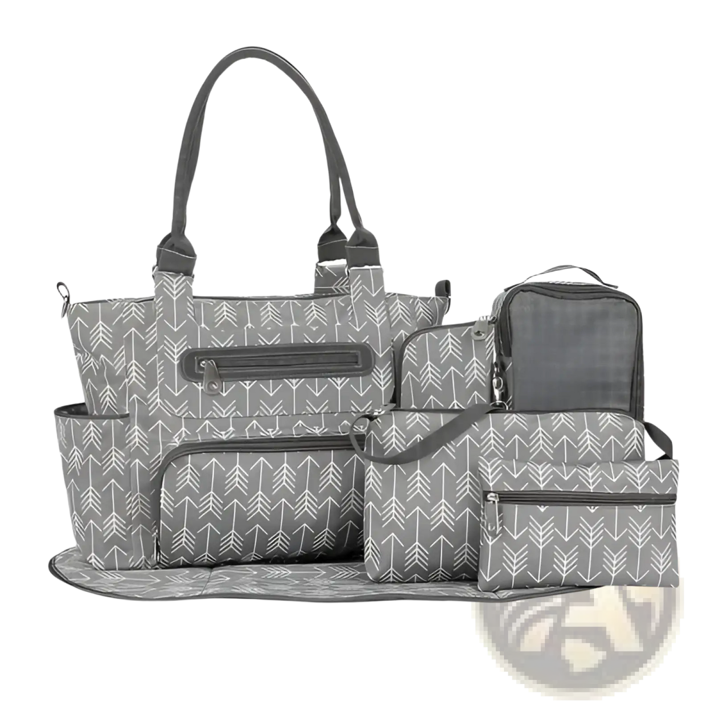8 Piece Multifunctional Arrow Print Diaper Bag Set