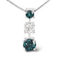 14K White Gold 1 1/2 Cttw Treated Blue and White Diamond 3-Stone 18" Pendant Necklace (Blue/H-I Color, I1-I2 Clarity)