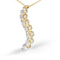 14k Yellow Gold 3.0 cttw Baguette and Brilliant Round-Cut Diamond Journey 18" Pendant Necklace (I-J Color, I2-I3 Clarity)