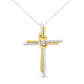 10K Two-Tone Yellow & White Gold Diamond-Accented Cross 18" Pendant Necklace (J-K Color, I2-I3 Clarity)