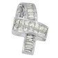 14K White Gold 2 cttw Princess and Baguette Cut Diamond Ribbon Pendant Necklace (H-I, SI-SI2)