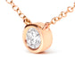 10K Rose Gold 1/3 Carat Round Brilliant-Cut Diamond Modern Bezel-Set Solitaire 16"-18" Pendant Necklace (H-I Color, SI2-I1 Clarity)