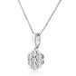 14KT White Gold 1/2 cttw Diamond Floral Cluster Pendant Necklace (HI, SI2-I1)