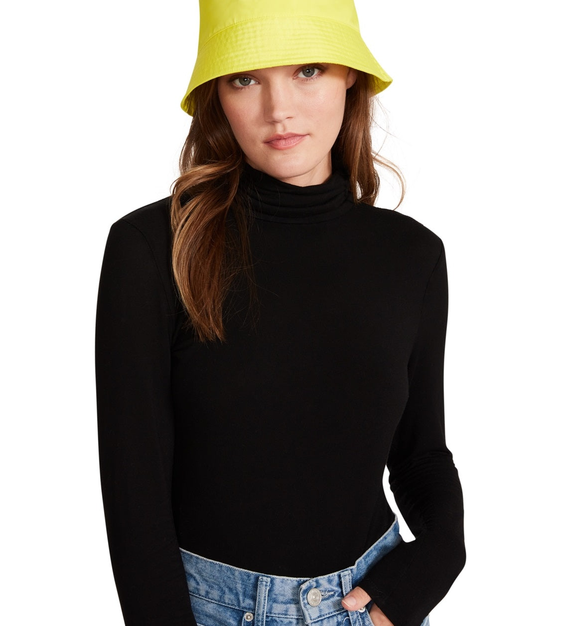 Steve Madden Women's Solid Satin Lined Nylon Bucket Hat Yellow Size Regular