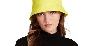Steve Madden Women's Solid Satin Lined Nylon Bucket Hat Yellow Size Regular
