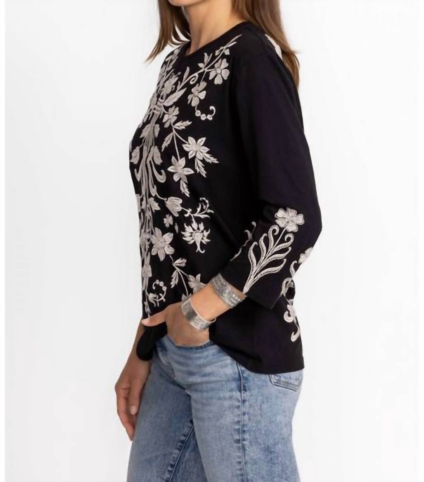 Johnny Was - TALITHIA 3/4 SLEEVE CREW NECK TEE