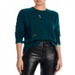 Aqua Cashmere Distressed Cable Crewneck Cashmere Sweater Green Size L