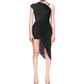 David Koma Ruched Asymmetric Dress Black