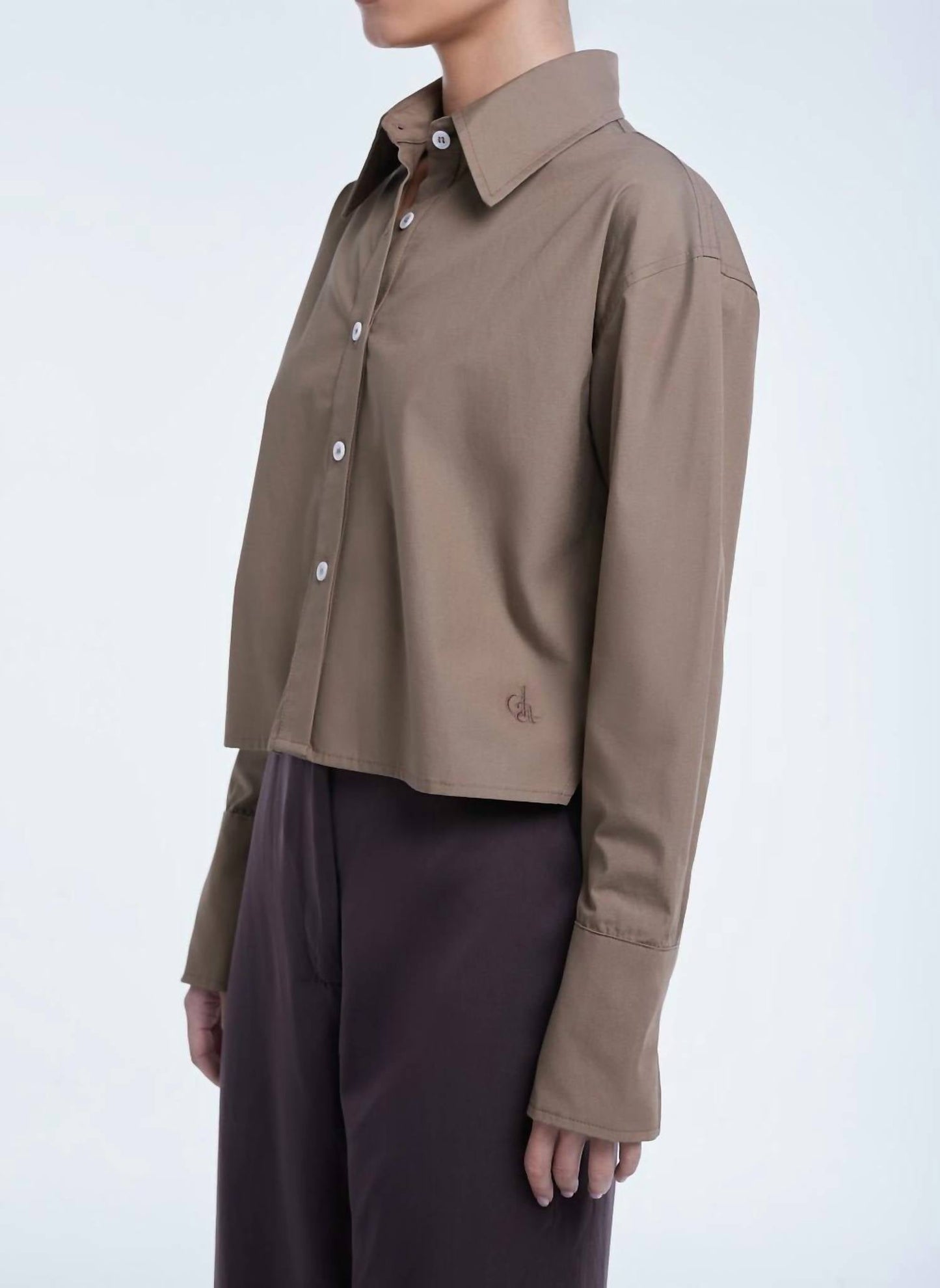 Dāl The Label - Cropped Cotton Button Down Shirt