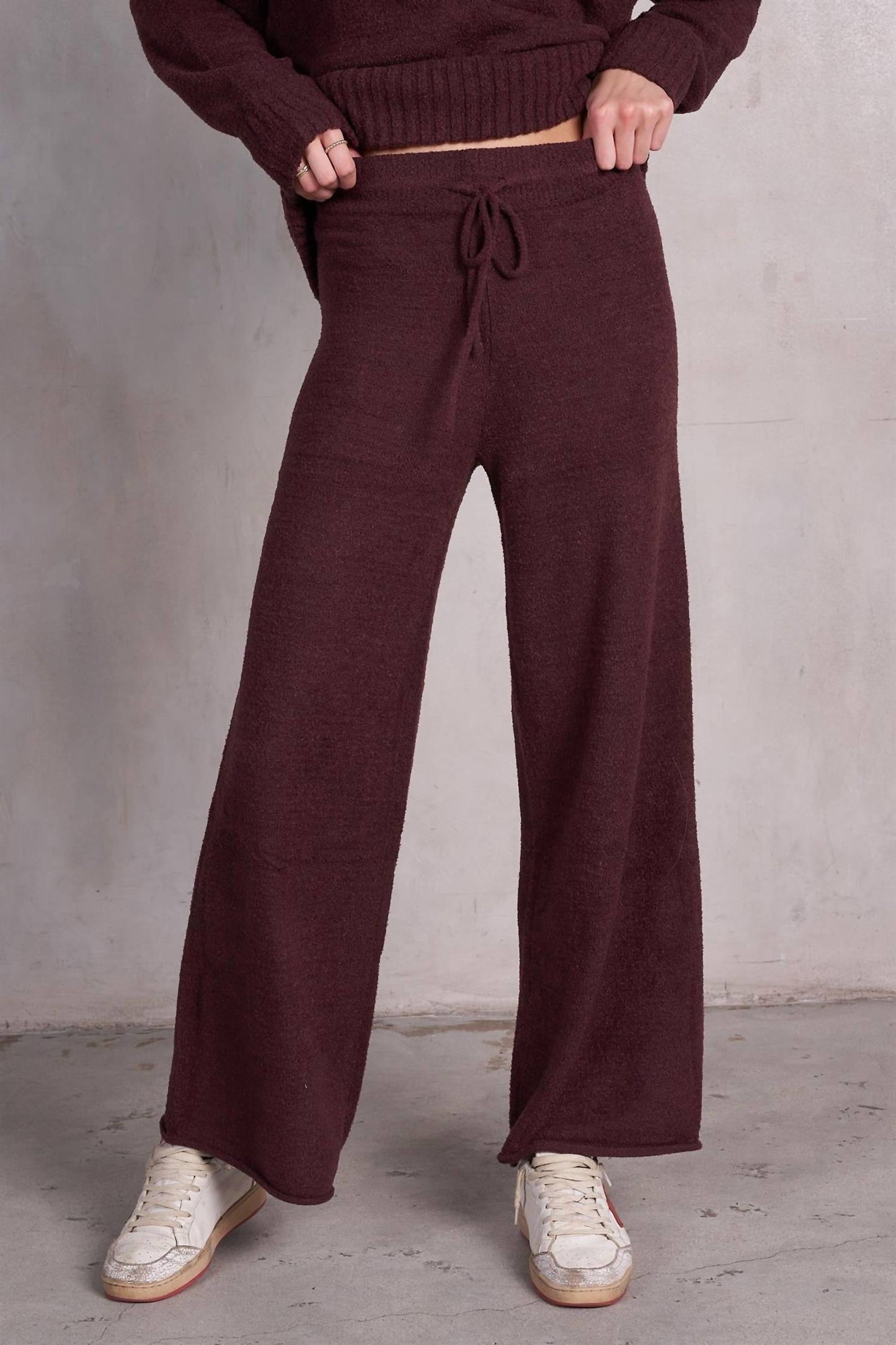 Labiz Fashion - V-neck Wide Cuff Knit Cardigan And Pants