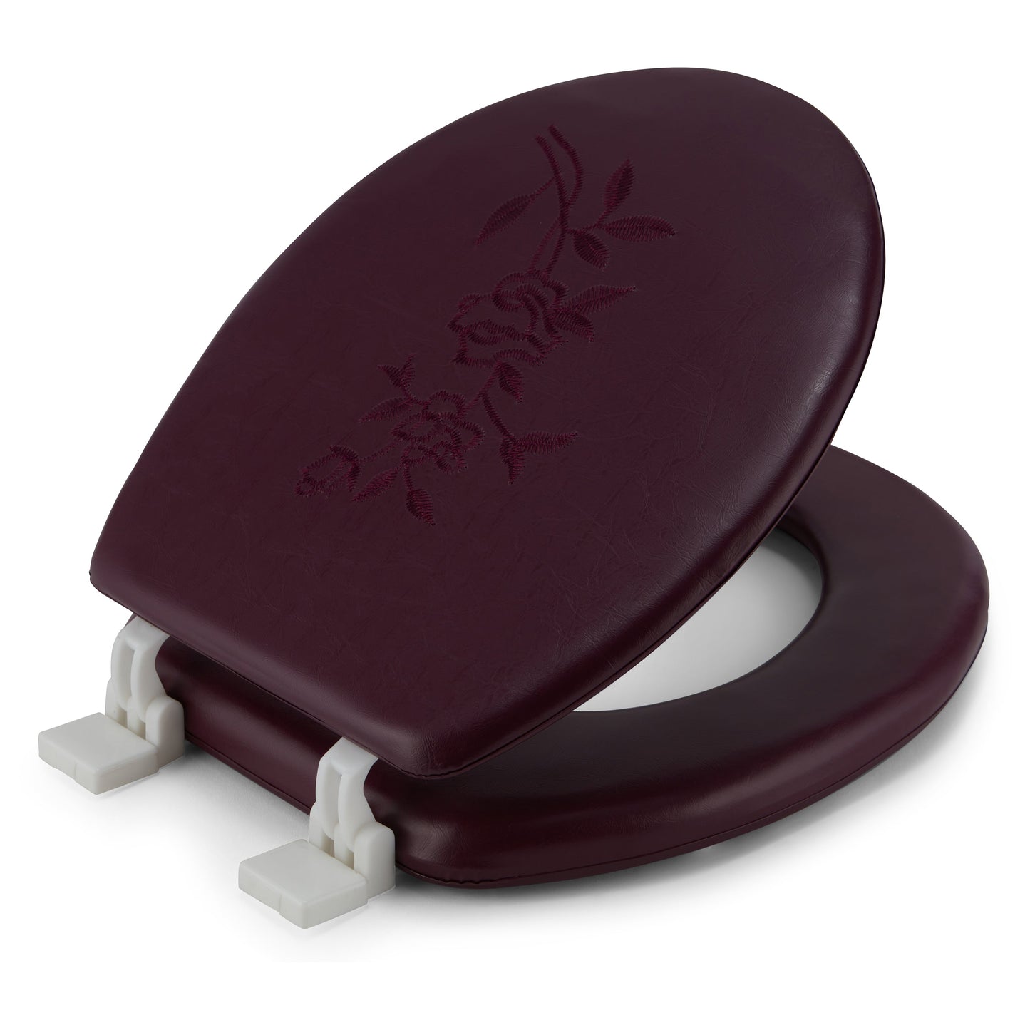 Embroidered Padded Soft Round Toilet Seat With Easy Clean & Change Hinge