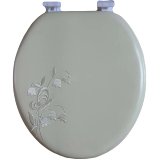 Embroidered Padded Soft Round Toilet Seat With Easy Clean & Change Hinge