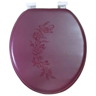 Embroidered Padded Soft Round Toilet Seat With Easy Clean & Change Hinge