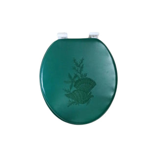 Embroidered Padded Soft Round Toilet Seat With Easy Clean & Change Hinge