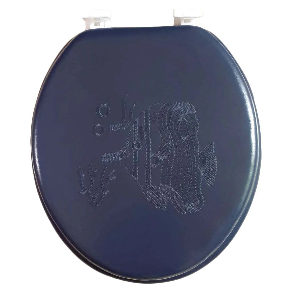 Embroidered Padded Soft Round Toilet Seat With Easy Clean & Change Hinge