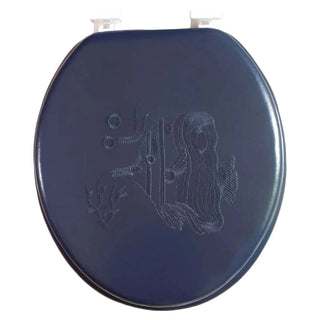 Embroidered Padded Soft Round Toilet Seat With Easy Clean & Change Hinge