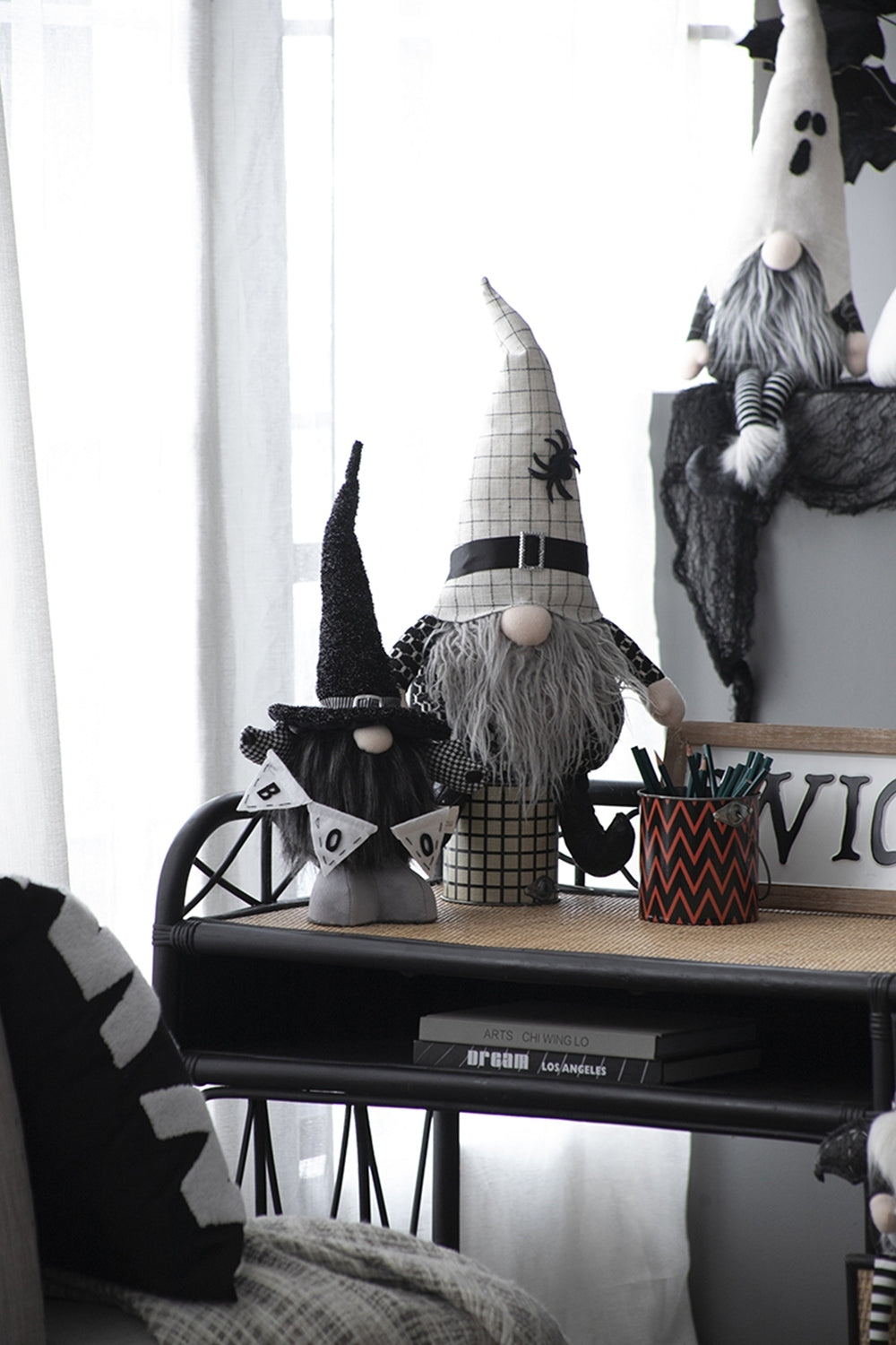 Handcrafted Pair of 23-Inch Halloween Gnomes by Bruce