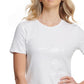 DKNY Women's Sequined Heather Short Sleeve Jewel Neck T-Shirt White Size Medium