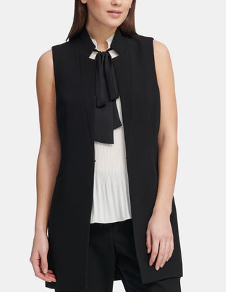 DKNY Women's Notched Lapel Sleeveless Blazer Black Size 4