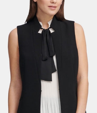DKNY Women's Notched Lapel Sleeveless Blazer Black Size 4