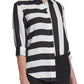 DKNY Women's Mixed Stripe Button Down Shirt Black Size X-Large