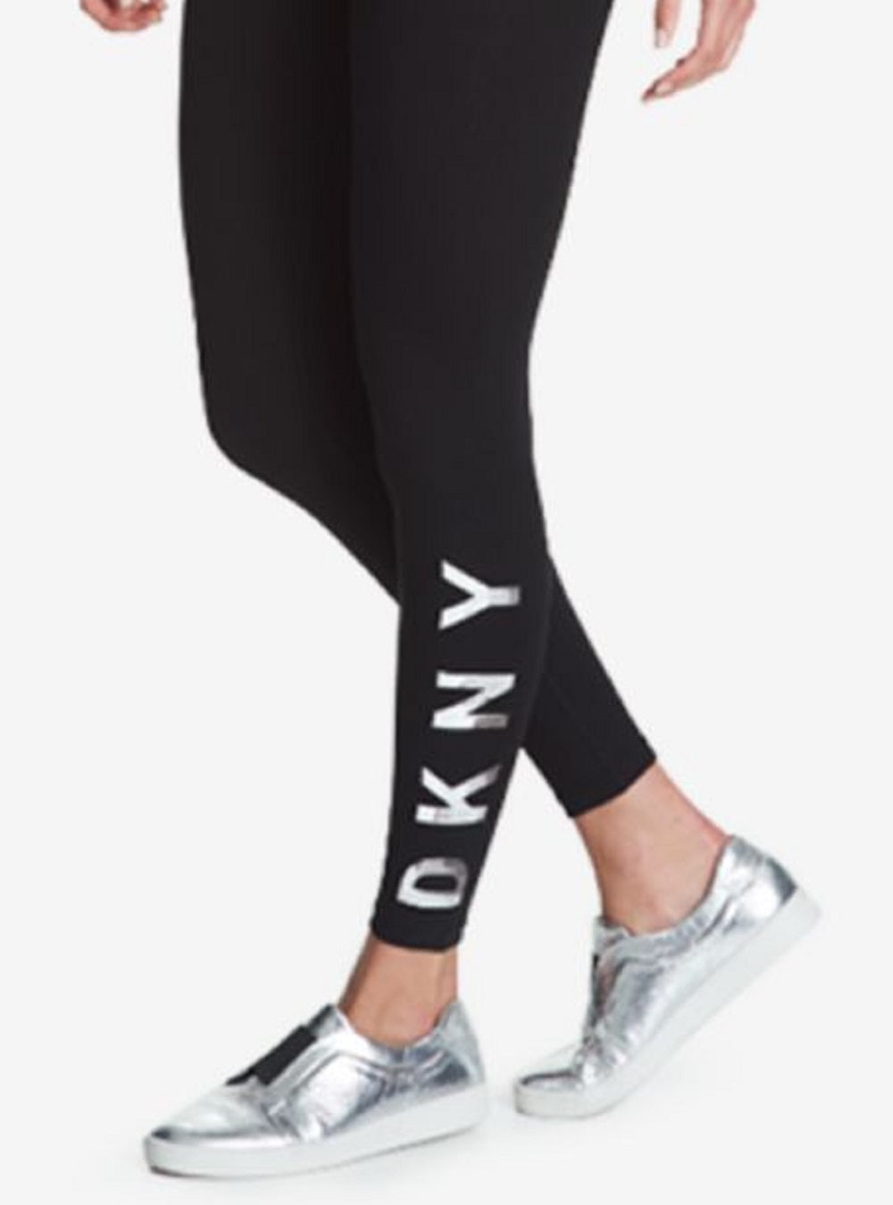 DKNY Women's High Rise Logo Workout Full Length Leggings Black Size Small