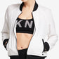DKNY Women's Graphic Bomber Jacket White Size X-Large