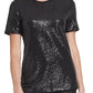 DKNY Women's Sequined Jersey T-Shirt Black Size Large