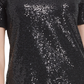 DKNY Women's Sequined Jersey T-Shirt Black Size Large