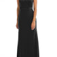 After Six Halter Neck Charmeuse & Crepe Gown in Black, Size 2