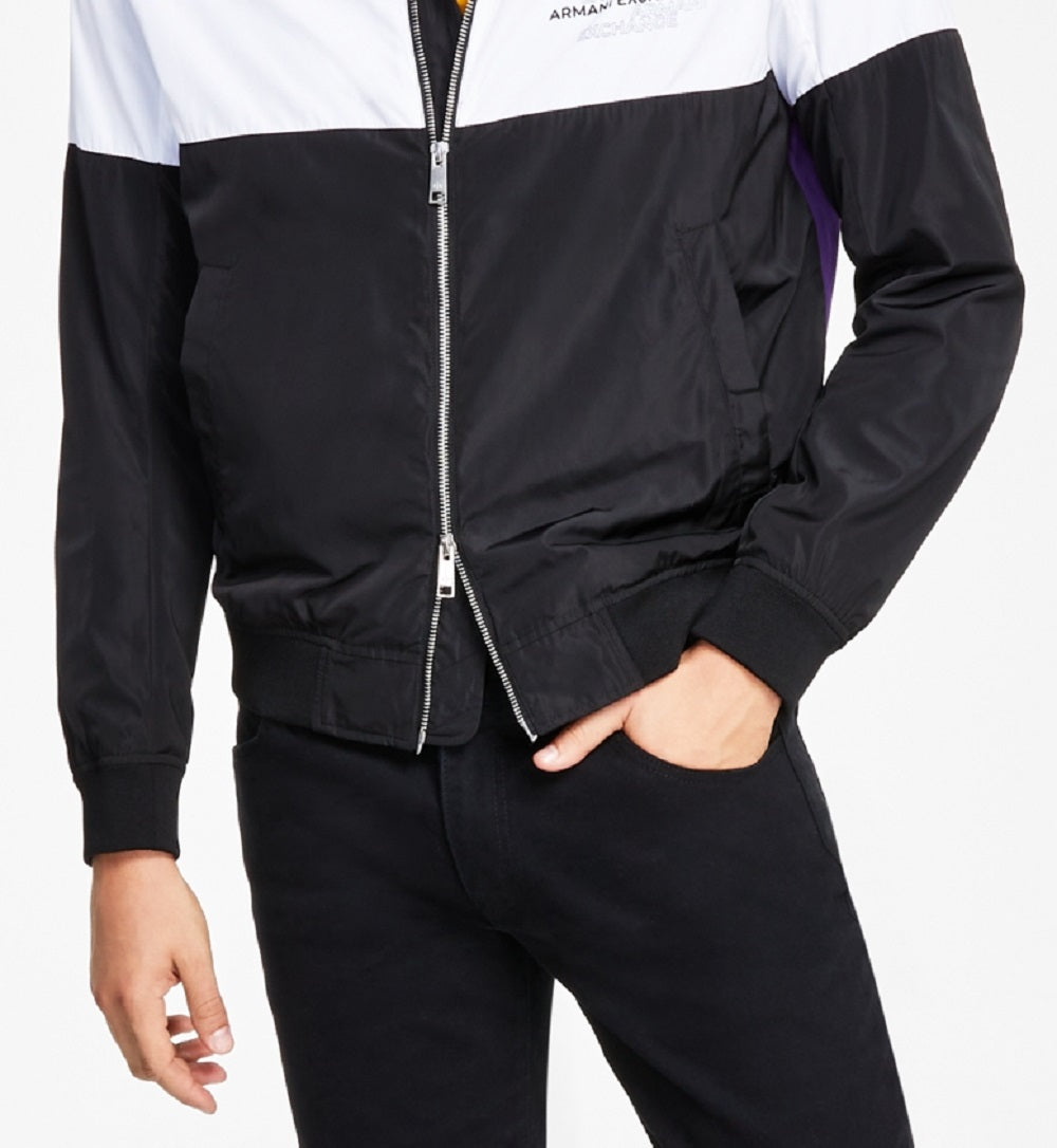 A|X Armani Exchange Men's Colorblock Bomber Jacket Black Size Large
