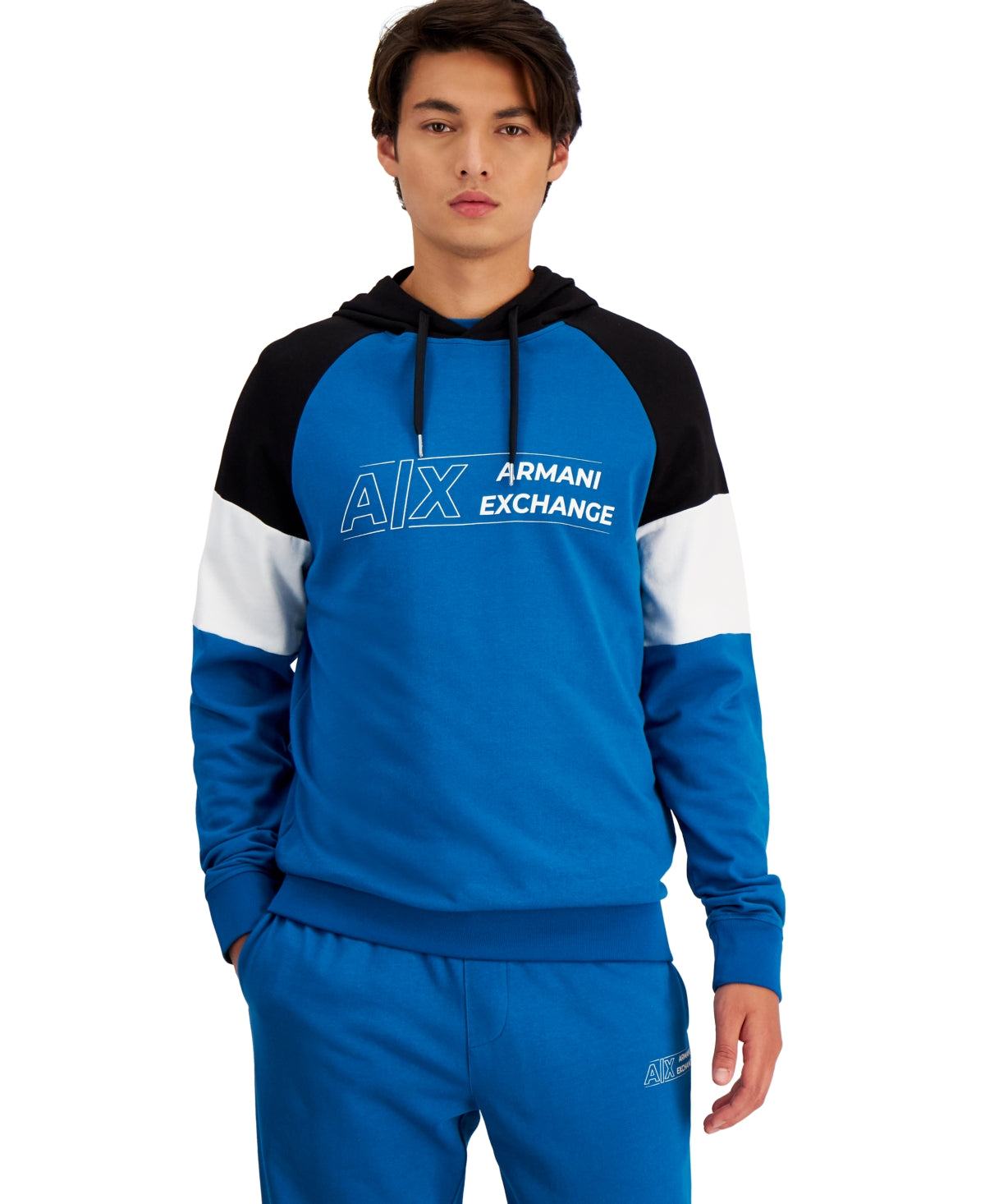 AX Armani Exchange Men's Colorblock Sweatshirt Blue Size 2XL