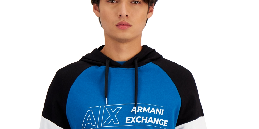 AX Armani Exchange Men's Colorblock Sweatshirt Blue Size 2XL