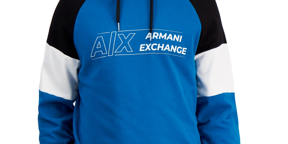 AX Armani Exchange Men's Colorblock Sweatshirt Blue Size 2XL
