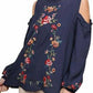 Umgee - Floral Embroidered Crochet Trim Top