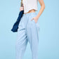 Blu Pepper - High Waist Pleated Denim Capri Pants