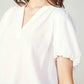 Current Air - Gathered Detail Split-neck Short-sleeve Blouse