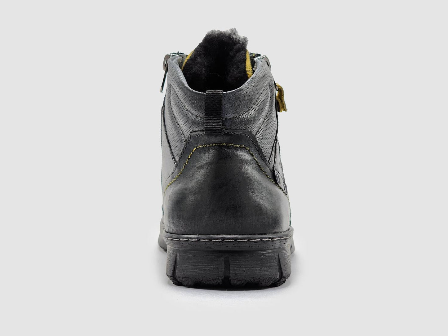 Kcr Group - Men's Thick Wool-Lined Zip-Up Leather Boots