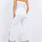 Paparazzi - Linen Blend Embroidered Slit Side Pant