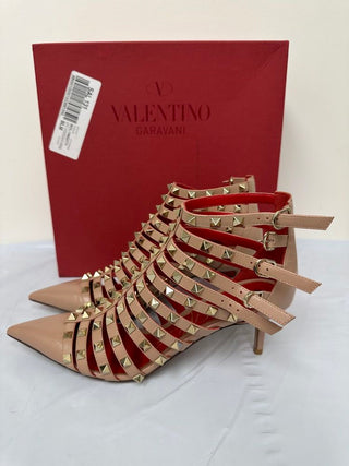 Valentino Garavani Women's Rockstud Alcove Strappy High Heel Booties Pink Size 8.5