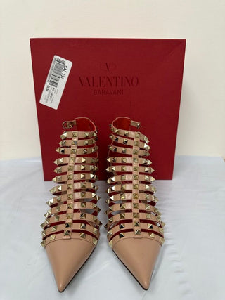 Valentino Garavani Women's Rockstud Alcove Strappy High Heel Booties Pink Size 8.5