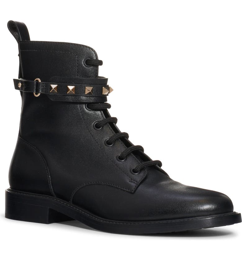 Valentino Garavani Women's Rockstud Combat Boot Black Size 7