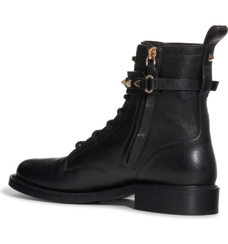 Valentino Garavani Women's Rockstud Combat Boot Black Size 7
