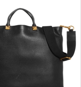 Valentino Men's Garavani Flat Leather Tote Black Size Regular