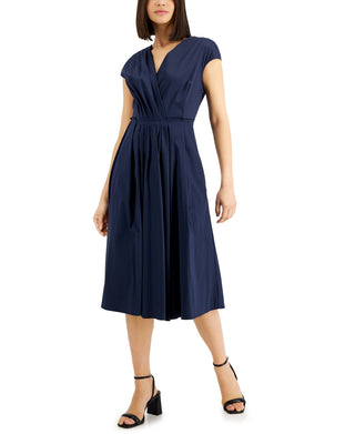 Weekend Max Mara Women's Vertice Pleated Midi Dress Blue Size 1