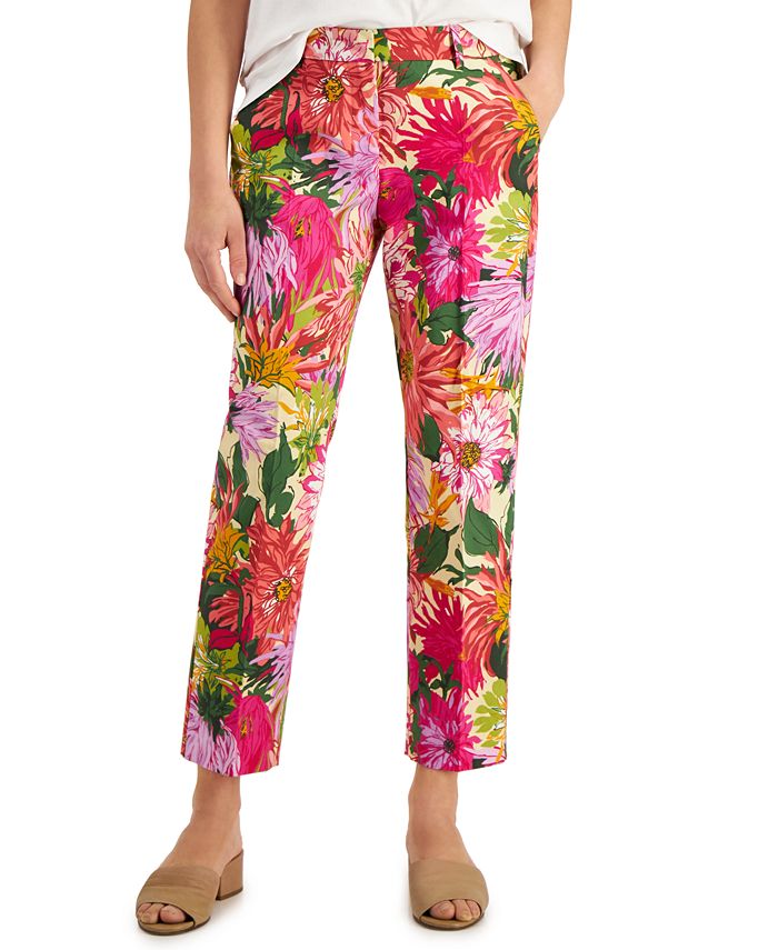 Weekend Max Mara Women's Darling Floral Print Pants Pink Size 2